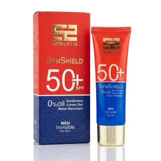 ژل کرم ضد آفتاب آقایان SPF50+ ساین اسکین (SynSkin) فاقد چربی مدل بیرنگ (Invisible) وزن 50 گرمی